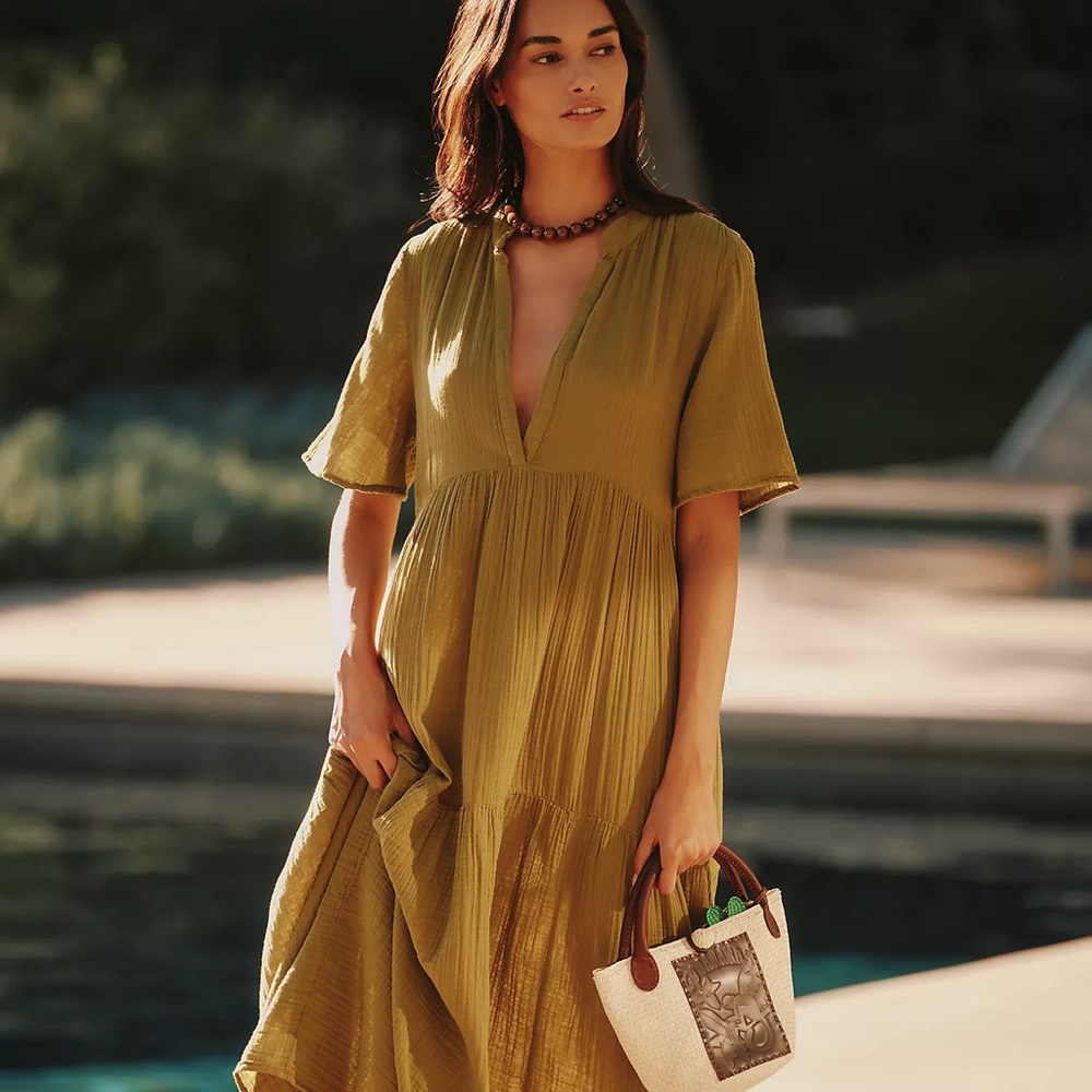 Anthropologie Mustard Maxi Dress - Picture 1 of 4